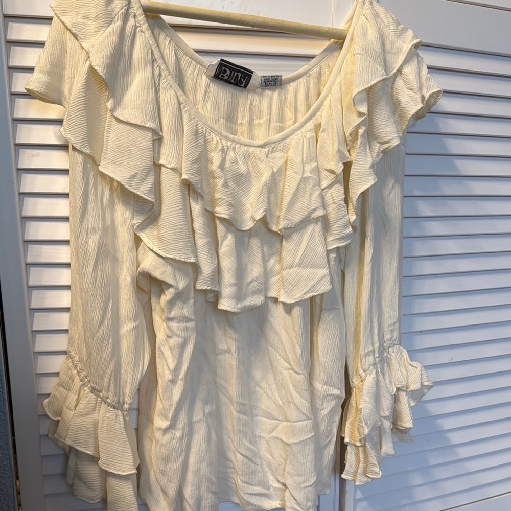Cream Ruffle Women's Top
